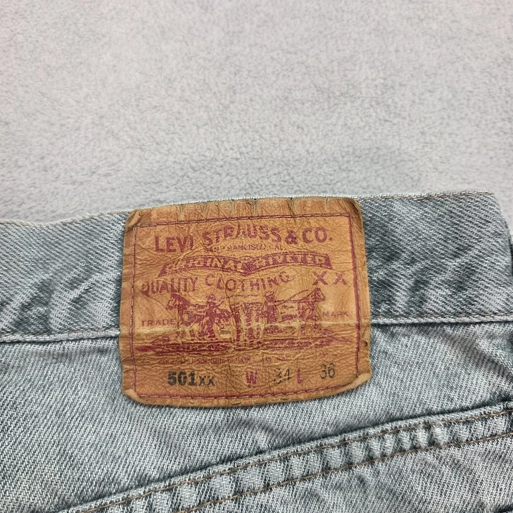 Vintage Levis 501 Jeans Mens Gray Wash Made USA‎ Button Stained 90s Fits 29x29